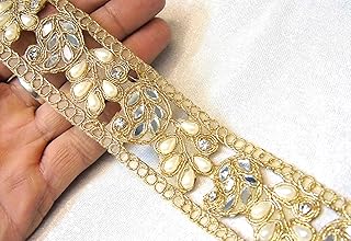 Strala Golden Color Laces for Dresses, Sarees, Lehenga, Suits, Bags, Decorations, Borders, Crafts and Home Décor,Blouse (3 mtr) Design-725
