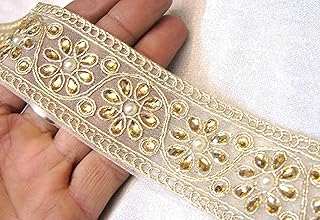 Strala Golden Color Laces for Dresses, Sarees, Lehenga, Suits, Bags, Decorations, Borders, Crafts and Home Décor,Blouse (3 mtr) Design-718