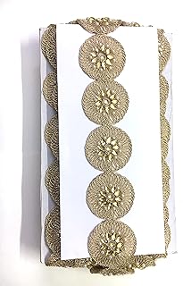 Shraddha Fashion 51mm Width Dori Cutwork Antic Golden Color Round Laces for Sarees, Suits, Lahenga, Dupatta,Dresses,Chunari, Bags, Crafts and Home Decor, Decoration, Blouse (9 Meter) Design-138