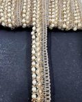 Mezin Zari-1 Tassel Fringe Sequence Lace Border for Dresses, Saree, Lehenga, Dupatta, Bag, Craft and Decorations (9 Mtr) (Gold-56)