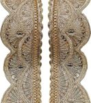 Jolly Counter Decorative Lace Reel 9 Meter x 1.25 Inch | Golden Jari Fabric Trim for Saree, Blouse, Dupatta, Craft, DIY, Festive Decoration (Chirag Moto Palmet)