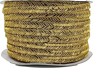 CRAFT LOVE Metallic Lace Dori 18.5 Yards/ 17 Meters for Sewing Decoration & Crafts (6 mm Wide) (Golden)