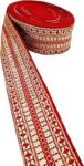 FRIJVEN Embroidery Gold Work Design Lace Border Falls for Saree, Kurti, Dresses, Bandhani, Lehenga, Decorative Ribbon (7 cm Width) (3 Meter, Red)
