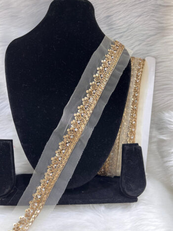 Handmade Zardosi Sequin Lace Trim ? 9 Meters, 1-Inch Width | Antique Gold