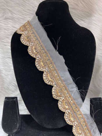 Scalloped Zardosi Handcrafted Lace ? 9 Meters, 1.5-Inch Embellished Handmade Border for Sarees & Lehengas | Antique