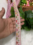 Sabyasachi-Inspired Embroidered Designer Lace Border ? 9 Meter Roll, 1 Inch Wide for Ethnic & Creative Projects | Baby Pink