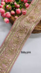 Embroidered Designer Lace Trim for Lehengas ? 9 Meters, 4-Inch Width | Baby Pink