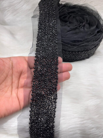 Katdana & Bead Work Handmade Lace Border ? 9 Meters, 2-Inch Width | Black