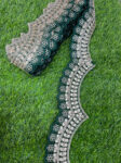 Embroidery Scallop Lace | Sequins Embellishment Trim | Craft Decorative Saree Lace ? 9 Meters, 2-Inch Width | Bottle Green