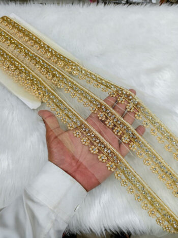 Handmade Zardosi Work Saree Laces Border ? 9 Meters, 1-Inch Embroidered Trim for Sarees, Dupattas & Ethnic Wear | Bright Gold