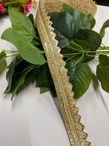 Zardosi Handmade Lace | Cutwork Hand-Embroidered Lace Borders – 9 Meters, 1.5-Inch Width | Gold