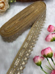 Beautiful Silk-Based Sequins Work Embroidery Trim - Elegant and Versatile | Gold