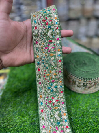 Embroidered Sari Lace Borders for Wedding Saree, Dupatta, Gowns, Lehenga ? 9 Meters, 2.5-Inch Width | Mahendi