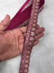 Indian Saree Lace Border Embroidered Trim - Floral Thread Decorative Ribbon (9 Meter) | Majanta