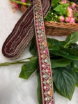 Sabyasachi-Inspired Embroidered Designer Lace Border ? 9 Meter Roll, 1 Inch Wide for Ethnic & Creative Projects | Maroon