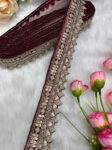 Beautiful Silk-Based Sequins Work Embroidery Trim - Elegant and Versatile | Maroon
