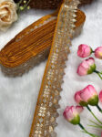 Beautiful Silk-Based Sequins Work Embroidery Trim - Elegant and Versatile | Mustard