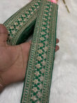 Elegant Embroidered Designer Lace Border ? 9 Meter Roll, 2.5 Inch Wide for Sarees, Dresses, and Crafts | Parrot Green