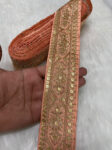 Embroidered Zari Lace ? Indian Wedding Trims, Saree Border, 2 Inch Wide Lace Reel (9 Mtr) | Peach