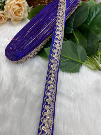 Gold Zari Work Embroidery Lace Borders - Perfect for Sarees, Dupattas, Lehengas, and Craft Projects | Purple