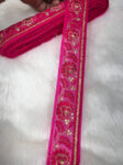 Elegant Saree Lace Border, Dupatta Edging Trim, 9 Meter Embroidered Decorative Fabric Ribbon | Rani Pink
