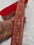 Embroidered Zari Lace ? Indian Wedding Trims, Saree Border, 2 Inch Wide Lace Reel (9 Mtr) | Red