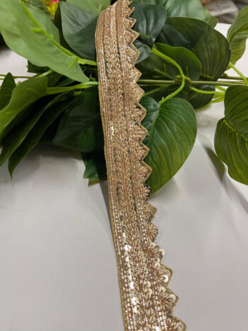Zardosi Handmade Lace | Cutwork Hand-Embroidered Lace Borders ? 9 Meters, 1.5-Inch Width | Rose Gold