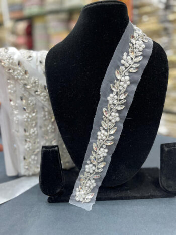 Crystal Lace | Diamond Lace Trim | Beaded Handmade Lace ? 9 Meters, 1.5-Inch Width | Silver