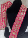 Designer Embroidery Saree Lace | Dupatta Lace | Lehenga Border ? 9 Meters, 2-Inch Wide Embroidered Trim | Tomato