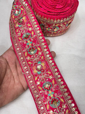 Embroidery Lace Embellishment Trim ? 9 Meters, 3-Inch Width, Decorative Border | Tomato