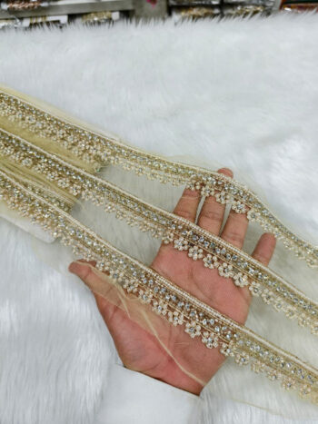Handmade Zardosi Work Saree Laces Border ? 9 Meters, 1-Inch Embroidered Trim for Sarees, Dupattas & Ethnic Wear | Water Gold