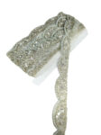 Antique Zardosi Blossom Net Scallop Lace with Pearls ? Premium Quality, Intricate Embellishments for Sarees, Lehengas, Bridal Couture, and Luxury Home Decor - Silver