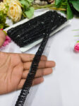 Deeps Creation Handmade Crystal laces Trims Indian handmade Lace Borders ? Premium Quality, Intricate Embellishments for Sarees, Lehengas, Bridal Couture, and Luxury Home Decor - Black