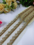 Daimond and Jardoshi Work Handmade Laces ? Premium Quality, Intricate Embellishments for Sarees, Lehengas, Bridal Couture, and Luxury Home Decor - Antique Gold