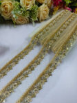 Daimond and Jardoshi Work Handmade Laces  ? Premium Quality, Intricate Embellishments for Sarees, Lehengas, Bridal Couture, and Luxury Home Decor - Gold