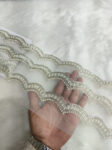 Handcrafted Pearl And Zardozi Lace Borders ? Premium Quality, Intricate Embellishments for Sarees, Lehengas, Bridal Couture, and Luxury Home Decor - Silver