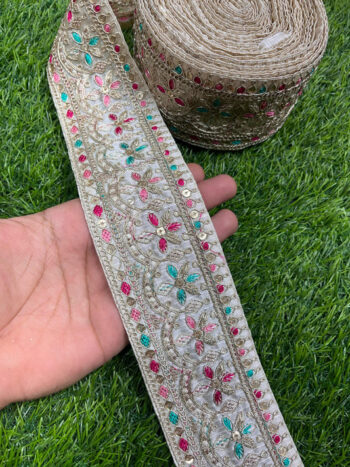 Embroidered Sari Lace Borders for Wedding Saree, Dupatta, Gowns, Lehenga ? 9 Meters, 2.5-Inch Width | White