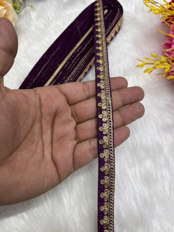 Embroidered Designer Lace, Indian Wedding Trims, Saree Border, Lace Reel 9 Meter (0.5 Inch Width) | Wine