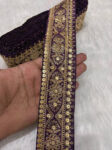 Embroidered Zari Lace ? Indian Wedding Trims, Saree Border, 2 Inch Wide Lace Reel (9 Mtr) | Wine