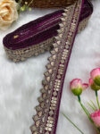 Beautiful Silk-Based Sequins Work Embroidery Trim - Elegant and Versatile | Wine