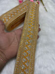 Elegant Embroidered Designer Lace Border ? 9 Meter Roll, 2.5 Inch Wide for Sarees, Dresses, and Crafts | Yellow