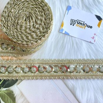 uniquemart Beautiful Light Golden Shiny Zari Border Lac...