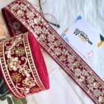 uniquemart Beautiful Maroon Golden Flower Zari Work Vel...