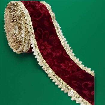 Chahat Lace Maroon Velvet Lace Border with Water Zari S...