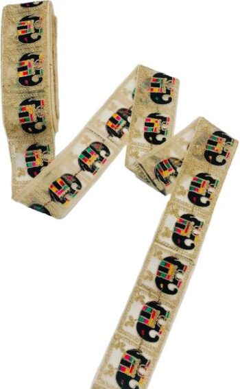 Chahat Lace Black and Multi-Color Gold Zari Elephant Em...