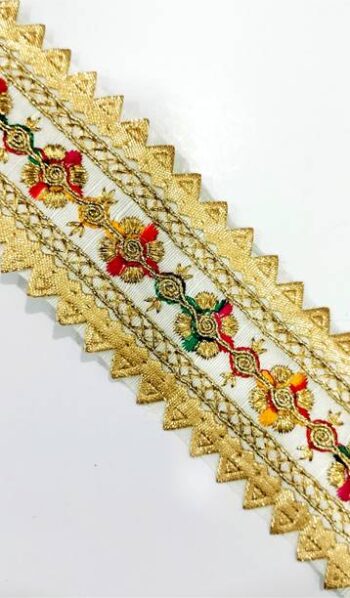 R N Creation Embroidery Lace Border Multi Colour thread...