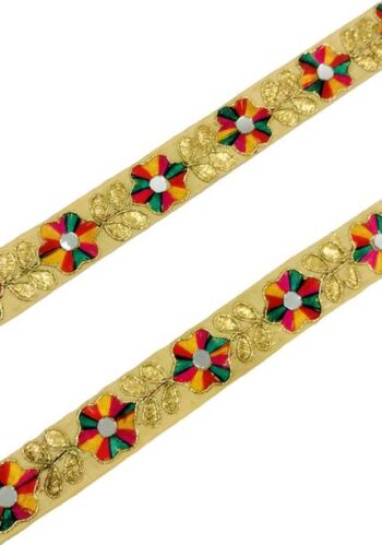 R N Creation 9.Meter Lace for Sarees Border Round Mirro...