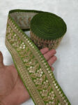 Embroidered Lace in Olive Green 9-Meter Roll