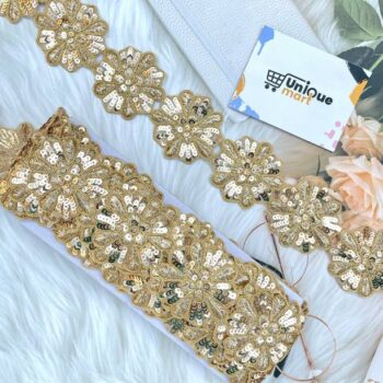 uniquemart Golden Zari Flower Border Lace For Saree, Bl...