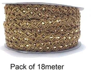 DIARA Golden lace with antic design. (Pack of 18meter)....
